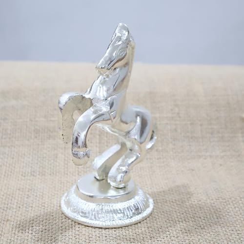 Image of KridayKraft Jumping Horse Metal Statue for Wealth Table Top Figurine for Living Room Bedroom Home Office Animal Decorative Showpiece Feng Shui Vanstu Sculpture for Gift Purpose. (Silver)