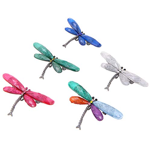 Set of 5 Multicolor Dragonfly Brooch Pin, Alloy Flying Insect Crystal Rhinestones Brooches Set for Mother's Day/Birthday