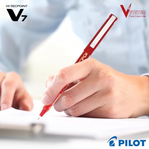 Image of Pilot V7 Liquid Ink Roller Ball Pen (1 Blue + 1 Black + 1 Red),multicoloured,9000014717