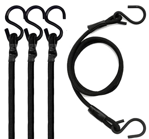 Correas elásticas resistentes de 6 pies y 3 pies de largo, cuerdas elásticas de 72 pulgadas/36 pulgadas de largo, cuerdas elásticas con ganchos para camping, lonas, bicicletas, coches, portaequipajes,