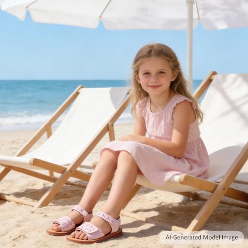Image of Felix & Flora Toddler Girl Sandals -Flower Girl Dress Shoes Open Toe Little Kid Flats