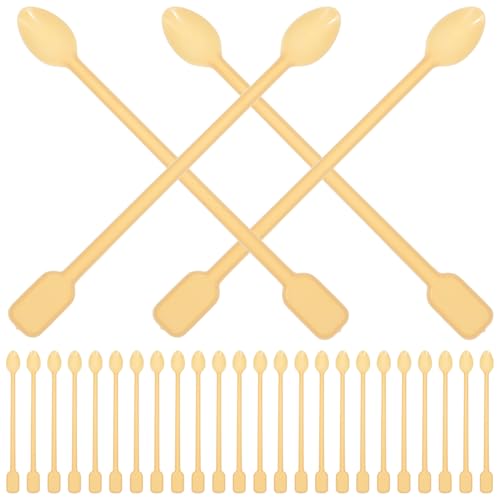 Cabilock 100pcs Multifunctional Stirring Spoons for Coffee Cocktail Diy Epoxy Resin Long Handle Mixing Spoon Plastic Stirrer Bar Tea Spoons