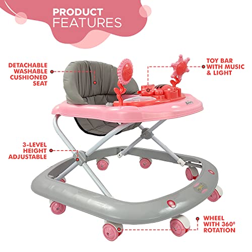 Dash-Butterfly-Baby-Walker-Walker-Baby-6-18months-boy-Walker-Activity-Walker-with-3-Position-Adjustable-Height-and-Music-Light-Capacity-20kg-Pink