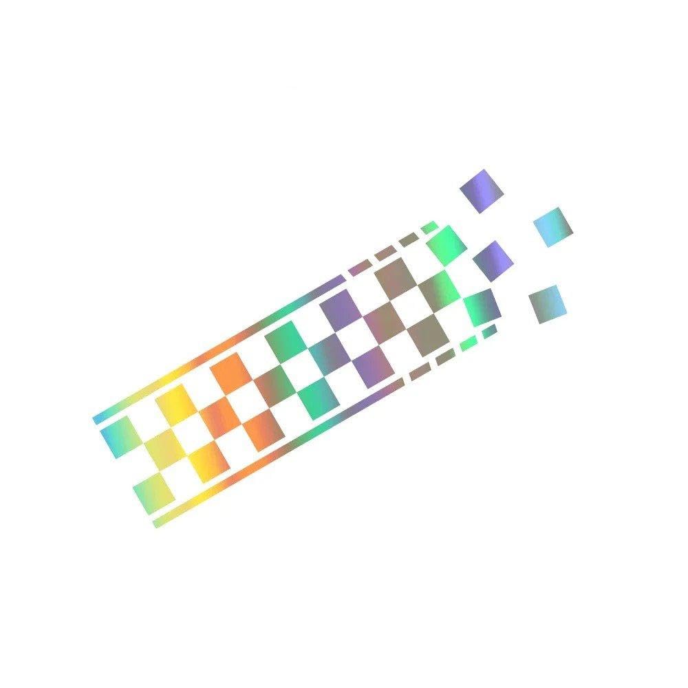 Car Roof Sticker Checkered Racing Graphics Decal for Mini Cooper(Colorful Laser,130x42cm)