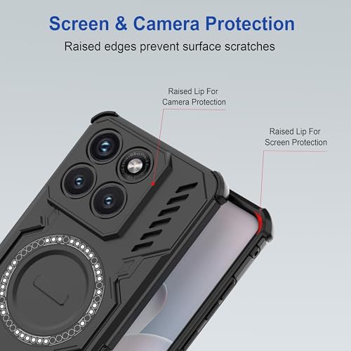 Image of Zapcase Back Case Cover for Motorola Edge 70 Fusion | Magnetic Case with Built-in Metal Ring | Supports MagSafe Charger, Wallet & Car Mount | Shockproof Hybrid PC + TPU | Black