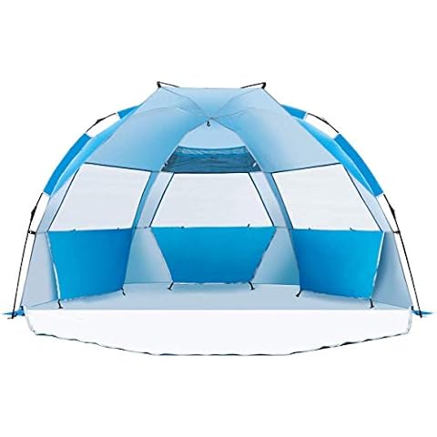 Beach Tent-Outdoors Easy Up Cabana Tent Sun Shelter Beach Umbrella, Deluxe Large for 5-6 Person Blue Cover