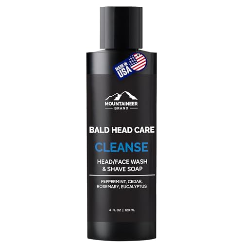 Mountaineer Brand Natural Bald Head Shampoo with Fresh & Natural Scent | Daily Scalp & Face Soap Wash | Bald Head Care for Men | Made in West Virginia | Cleanse | 4oz