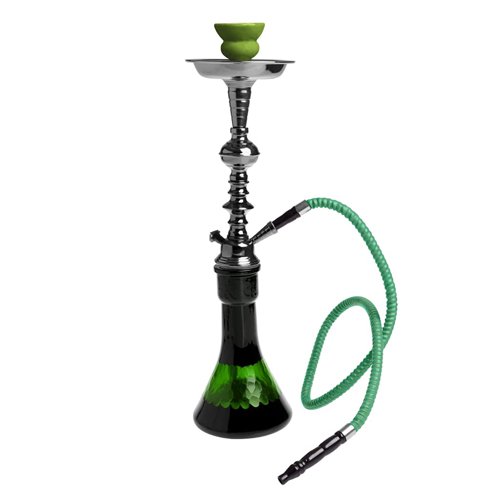HIBRON Cachimba Grande 51cm Premium Kit Completo, con Cazoleta de Cerámica, 1 Manguera y Base de Cristal Translúcido