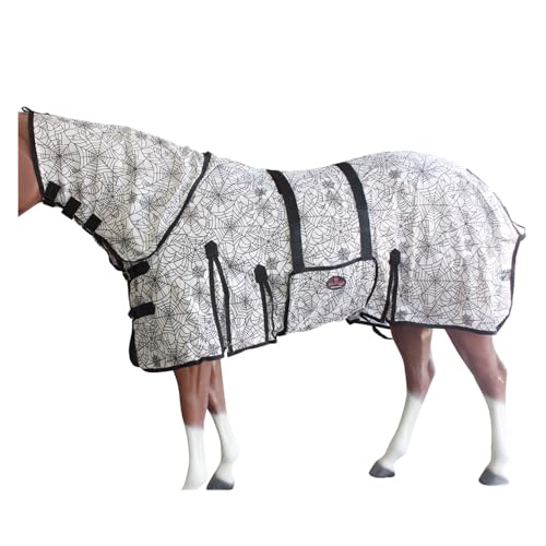 Image of Mesh Bug Fly Sheet for Horses with UV Protection - Spider Print by HILASON