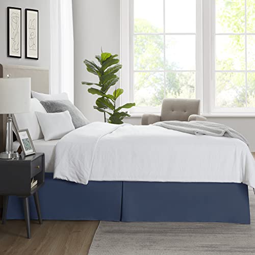 Image of Nestl Navy Blue Full Bed Skirt - Full Size Bed Skirt 14 Inch Drop - Brushed Microfiber Bed Skirts - Hotel Quality Pleated Bed Skirt - Shrinkage & Fade Resistant