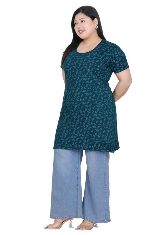 unikites Women's Plus Size Cotton Top Half-Sleeve All Over Printed with Pocket-picture-36