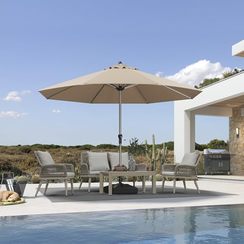 Image of PURPLE LEAF Patio Umbrella 11 FT Round Large Aluminum Frame Taupe
