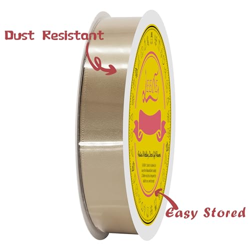 Image of Tan Double Face Satin Ribbon 1 inch X 50 Yards Spool Bright Colors Very Suitable for Weddings Gift Package Wrapping Dancer Wand Sewing Party Hair Bow Invitation Decorations and More