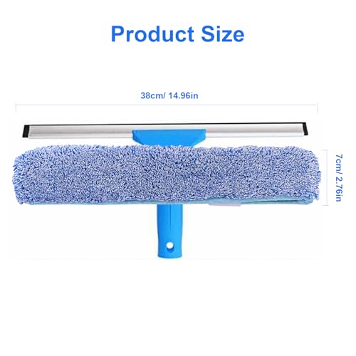 Image of 14 inch inch Microfiber Window Scrubber Refill Replacement Compatible with MR.SIGA Professional Window Cleaning, Reusable Squeegee Cloth Sleeve (6 Pack)