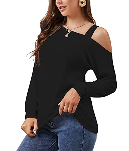 JINKESI Women's Long Sleeve Tunic Tops Casual Cold Shoulder Blouse Shirts2
