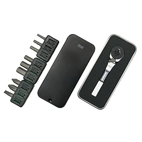 711L EDC Ratchet Wrench 9 Bits Set For Multi Tools I ¼” Hex Bit Ratchet Driver, Screwdriver Bit Holder Extension