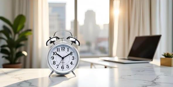 Image of Vintage Twin Bell Alarm Clock, Classic Retro Metal Table Clock, Roman Numeral Analog, Battery Operated, Antique Style, for Bedroom, Bedside, Office, Two Colour Bronze & Copper (Sliver)