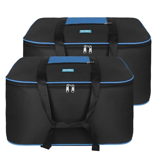 Image of M MEDLER STG-2K-BB Nylon 85 Liters Large Underbed Storage Bag Moisture Proof Cloth Organiser with Zippered Closure and Handle Black 58x48x30cm Rectangular Pack of 2