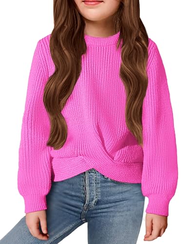 Image of Arshiner Girl's Sweaters Kids Twist Front Cute Pullover Knitted Jumper Fall Winter Clothes