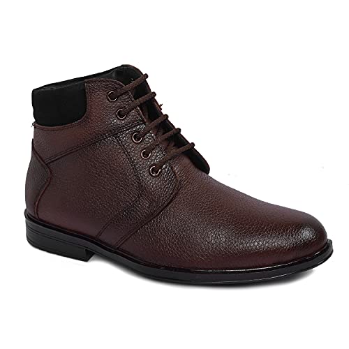 Degarro Men’s Casual Collared Brown Solid Boot Shoes