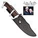Hibben Darkwood Legacy III Fighter Knife with Mirror Polished Stainless Steel Blade, Brown Hardwood Handle with Mirror Polished Hand Guard, Black Leather Sheath with Belt Loop and Embossed Hibben Logo