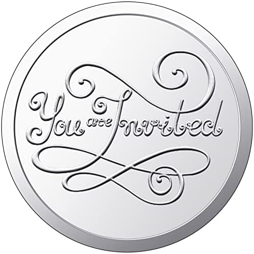 200 Pieces Envelope Embossed Sticker 're Invited Wedding Round Embossed Foil Seals Embossed Aluminum Foil Sticker Seal are Invited Stickers for Envelopes Invitations Present Decoration (Silver)
