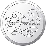 200 Pieces Envelope Embossed Sticker 're Invited Wedding Round Embossed Foil Seals Embossed Aluminum...