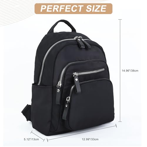 Image of Multi-Pocket Nylon Crossbody Bag for Women, Water Resistant Shoulder Bag with Adjustable Strap, Lightweight Messenger Purse for Travel & Daily Work, Model 9198, Black