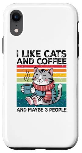 I Like Cats and Coffee and Maybe 3 People Graphic �X�}�z�P�[�X iPhone XR �p