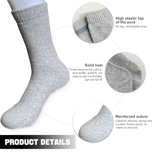 5/6 Pairs Wool Hiking Socks for Men Womens, Thermal Warm Socks for Men, Crew Winter Cozy Boot Socks3
