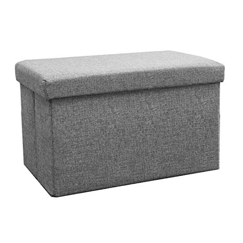 Pouf de rangement pliant LUNEZY en tissu lin de qualité pour coiffeuse - 2