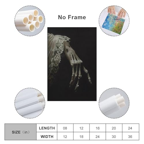 Gothic Skeleton Hand Romance Painting Canvas Printing Wall Art Posters Prints Wall Decor Dark Academia Vintage Aesthetic Picture Decoration for Living Room Bedroom 12x18inch(30x45cm) by Generic - Used condition - Image 2