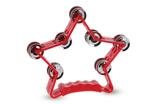 GEWA Schellenring Stern - 14-Paar verchromte Schellen - Zweireihig - Farbe rot