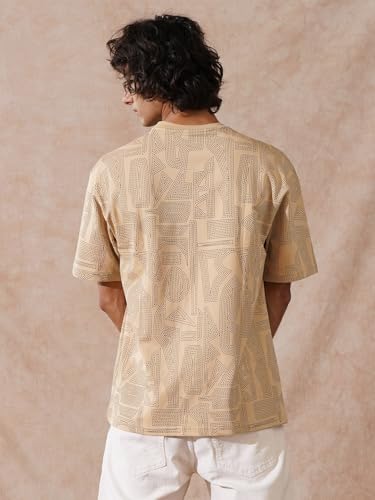 Image of WROGN Men's 100% Cotton T-Shirt | Stitch All-Over Print | Oversized Fit