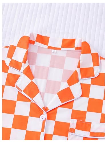 WDIRARA Women's Plaid Checkered Pajama Set Short Sleeve Button Down Shorts Pjs 2 Piece Sleepwear3