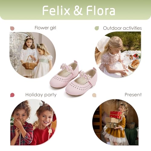 Image of Felix & Flora Girls Toddler Little Ballet Shoes - Flower Girls Mary Jane Flats Dress Shoes Party Wedding