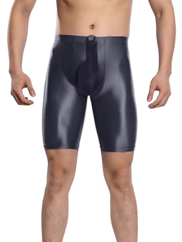 Mens Glossy Swimsuit Boxer Shorts Elephant Trunks Sheath Pouch Underwear Swimwear Bathing Suit