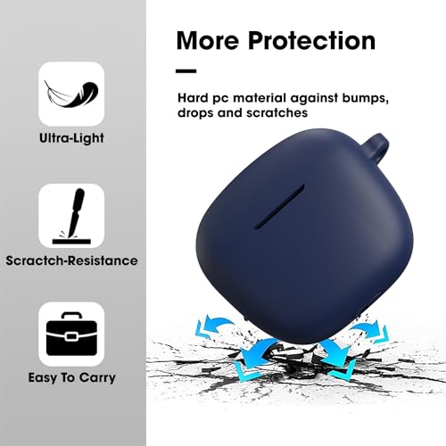 Image of Sounce Earphone Case Cover Compatible for Boat Airdopes 113, Soft Silicone Skin Case Cover Shock-Absorbing Protective Case with Keychain [Front LED Visible](Blue)