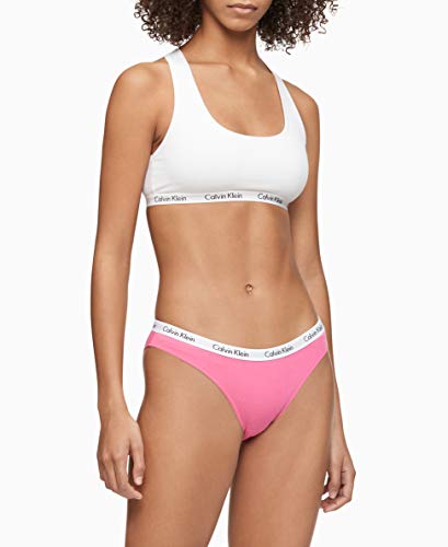 Calvin Klein Women's Carousel Logo Cotton Stretch Bikini Panties, 3 Pack, Feeder Stripe Ripe Berry/Grey Heather/Pink Smoothie, X-Small #TOP1