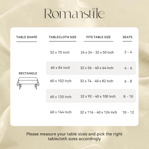 Romanstile Spring Jacquard Rectangle Tablecloth - Outdoor Waterproof Damask Floral Pattern Decorative Table Cloths Heavy Weight Fabric Table Covers for Dinner/Parties/Outdoor - 60 x 84 Inch, Beige