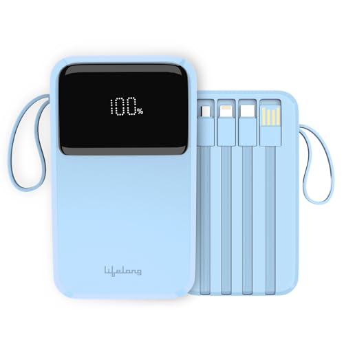 Lifelong Electronics 10000mAh 22.5W Fast Charging Power Bank | 3 Inputs (in-Built USB Cable + Lightning + Type-C Port) | 6 Outputs (3 in-Built Cables...