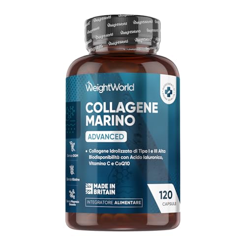 Collagene Marino con Acido Ialuronico in Peptidi Titagen di Collagene Idrolizzato, Tipo I e III, Advanced, con Vitamina C, Coenzima Q10 e Zinco, Senza Magnesio Stearato né Glutine, Collagen da 1200mg