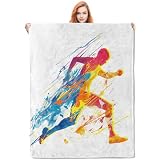 VANZEV Running Flannel Blanket, Running Sports Themed Soft Lightweight Throw Blankets Gifts for Adults Teens Runners,50' x 60' Perfect for Couch Bed Home Travel Decor