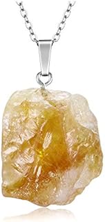 Jovivi Amethyst Citrine Crystal Pendant Necklace Handmade Natural Irregular Raw Crystal Reiki Healing Stone Jewellery,Mother Day Mum Gifts for Women