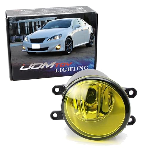iJDMTOY LH Yellow Lens Halogen Fog Lamp Compatible With Toyota Camry Highlander Corolla Prius Tacoma Tundra Lexus IS GS ES CT LX RX Scion xA tC, Driver/Left Side Assembly w/ 55W H11 Halogen Bulb -  iJDMTOY Auto Accessories, 70-901-Yellow