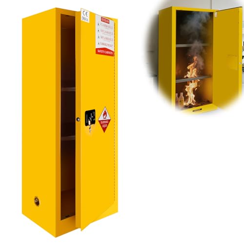 Generic Flammable Cabinet, Fireproof Cabinet, Safety Storage Cabinet, Hazardous Storage cabinets, for Commercial Industrial and Home Use, 20 Gal(23"" x 18"" x 35""), Yellow
