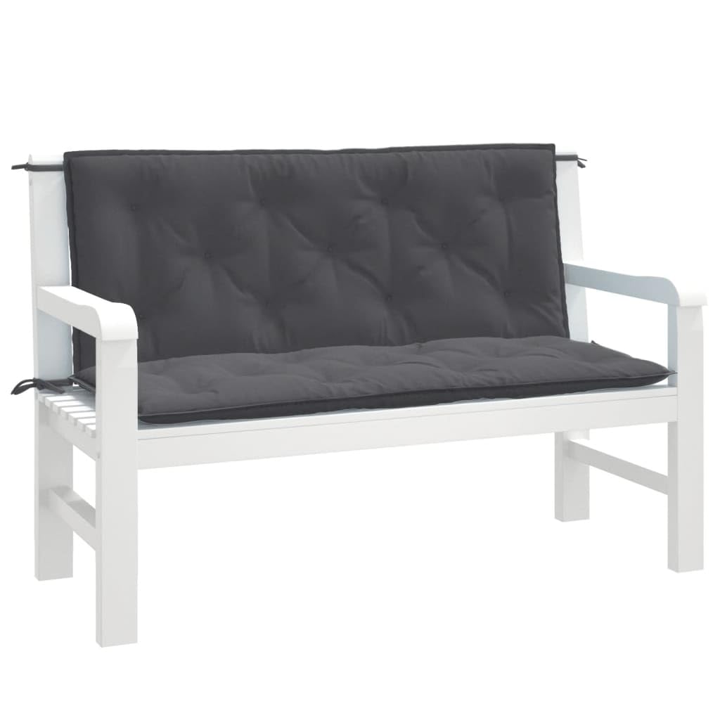 Set di 2 cuscini per panca da giardino, 120 x 50 x 7 cm, colore antracite, per terrazza, balcone, mobili da giardino, con fissaggio, design antiscivolo