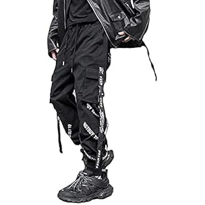 Ambcol Joggingbroek voor heren, punk, cargo, baggy, techwear, streetwear, hiphop, paar, vrouwen, uniseks, sport, casual…