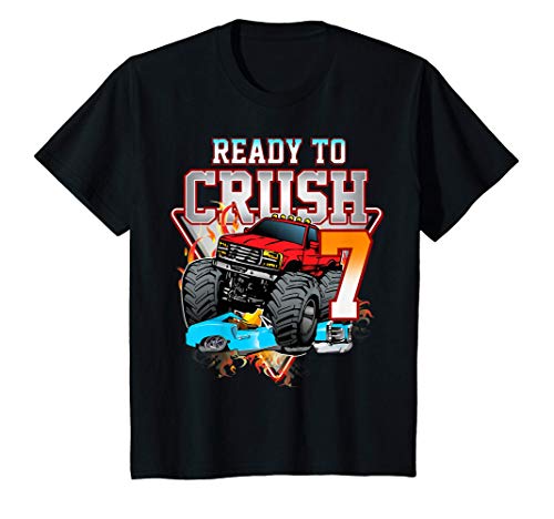 Niños Boys 7th Birthday Monster Truck Birthday Shirt 7 year Old Camiseta