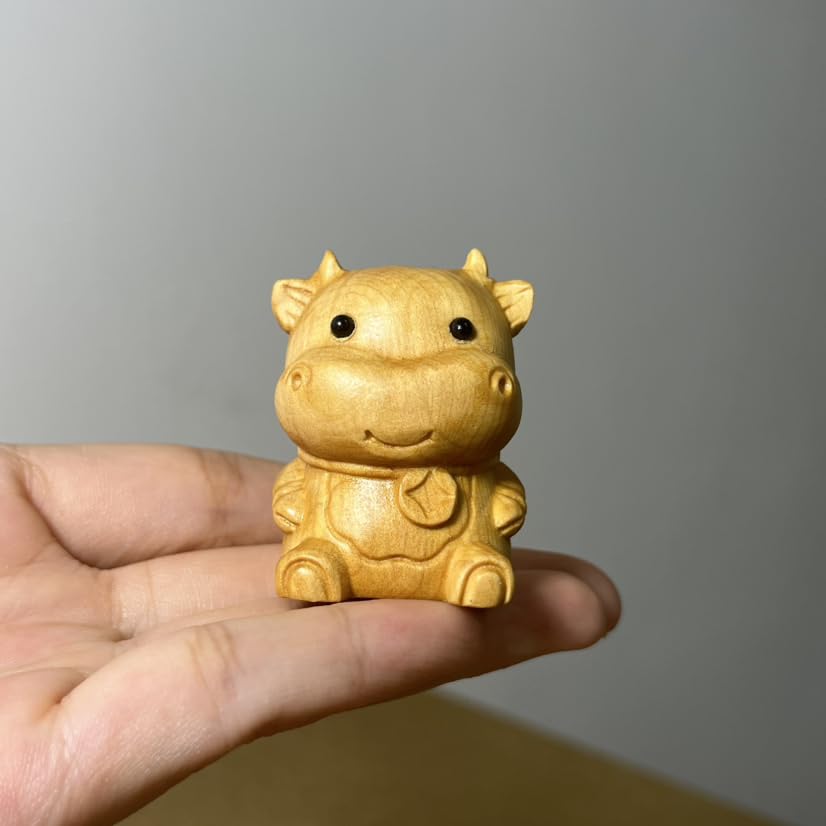 Estatua mini de madera del zodiaco chino Rata Feng Shui miniatura 3
